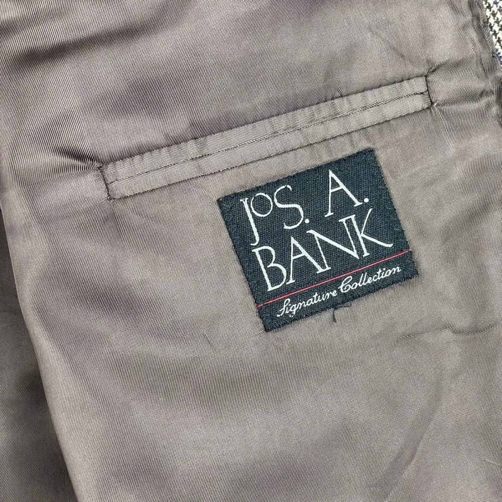 Jos. A.‎ Bank Blazer 48RG Brown Plaid Signature Collection 100% Wool Flaw Men's